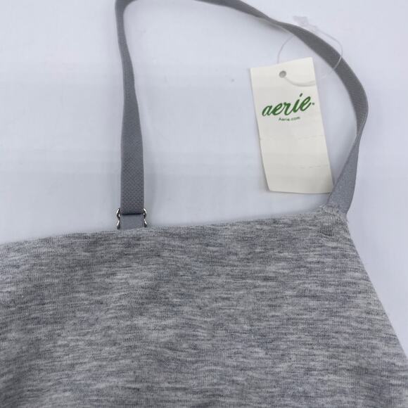 Aerie Square Neck Strappy Side Lace Up Unlined Wireless Bralette Heather Gray M - Picture 5 of 5